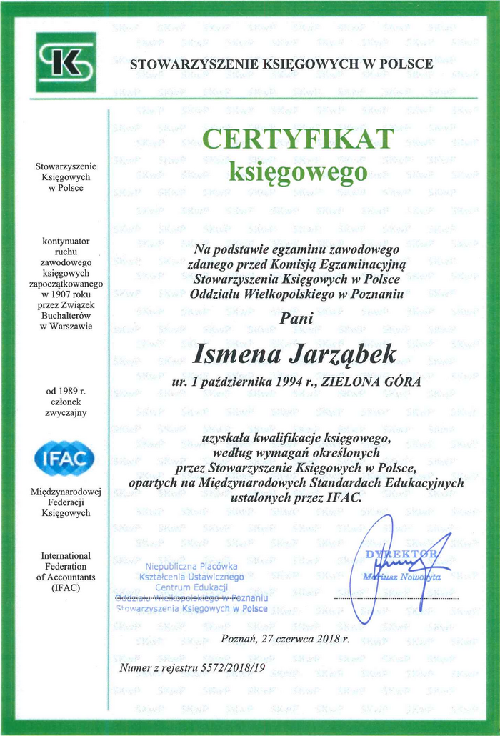 Certyfikat Księgowego